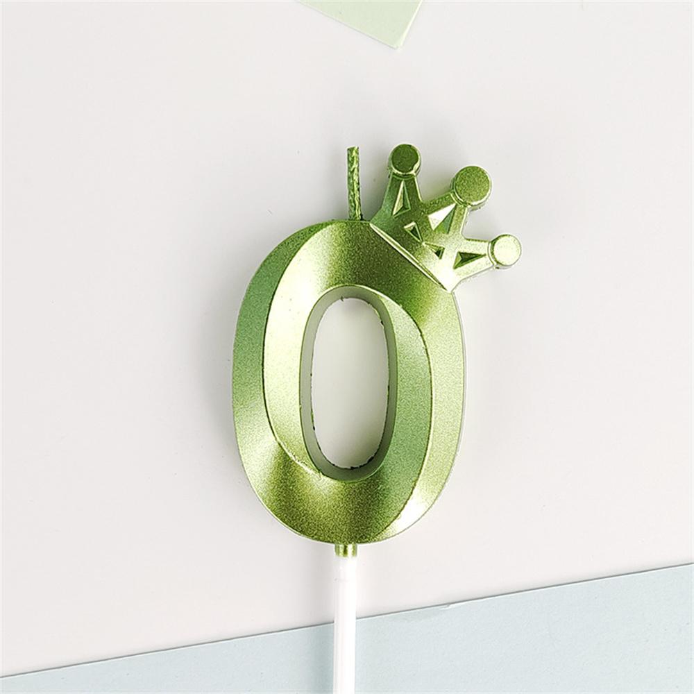 Green Crown Numbers Cake Candles 0 1 2 3 4 5 6 7 8 9 Topper For Wedding Birthday Party Supplies Decoration DIY