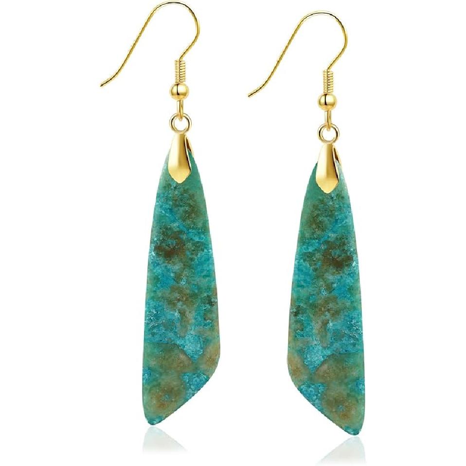 Jasper Stone Earrings for Women Trendy Dangle Earrings Fishhook Drop Earrings