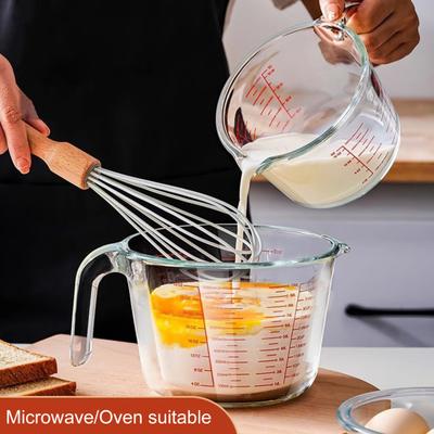 Glass Measuring Cup with Handle & V-Shaped Spout Shot Glass Espresso Jugs Transparent