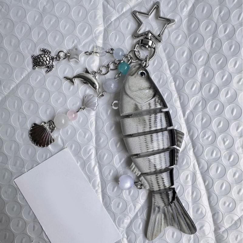 Lightweight Fishing Themed Key Ring With Realistic Detailing Flexible Articulated Body Keychain For Anglers Gifts