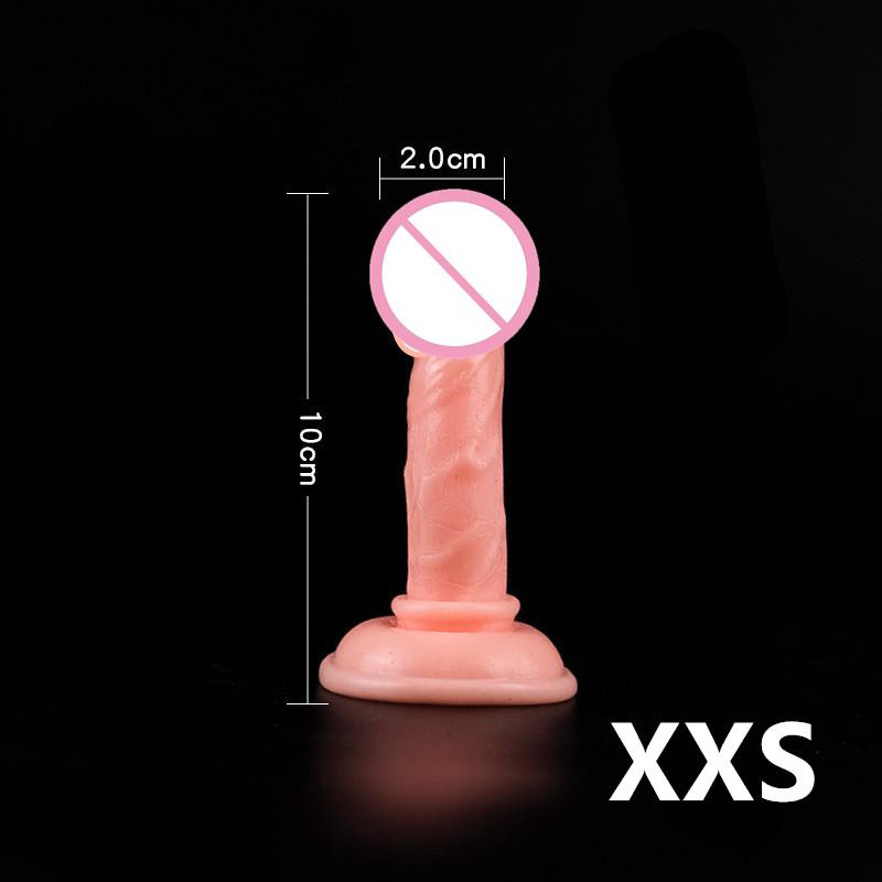 Skin Color Soft Silicone Realistic Dildo With Powerful Suction Cup Female Masturbator G Spot Stimulate Toys For Woman XXS-L 2#