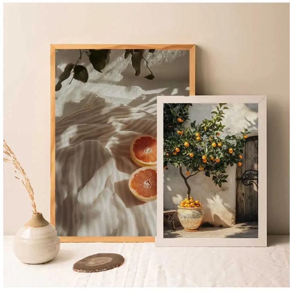 Italian Lemon Orange Olive Tree Retro Mediterranean Greece Landscape Poster Canvas Painting Wall Art Pictures Home Decoration