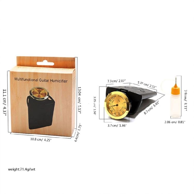 2-in-1 Guitar Humidifier Hygrometer Temperature Humidity Monitor No Battery