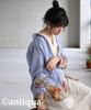 Antiqua Floral Striped Long Sleeve One Size White and Blue Mix Shirt, Women's Top, IYA-00100, 03,