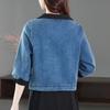 New Spring/Autumn Women's Plus-Size Denim Jacket with Three-Quarter Sleeves - Slim Fit, Light Luxury Fashion for Curvy Figures