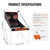 Foldable Indoor Double Shot Basketball Arcade Game 2 Player 4 Balls