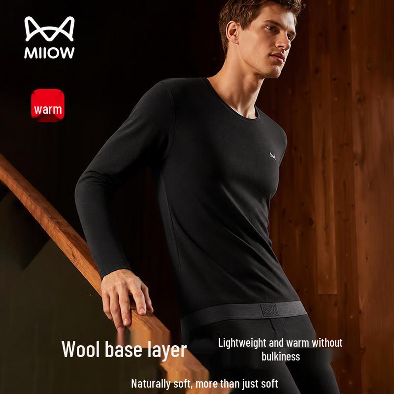 MiiOW Men's 80S Wool-Modal Thermal Underwear Set