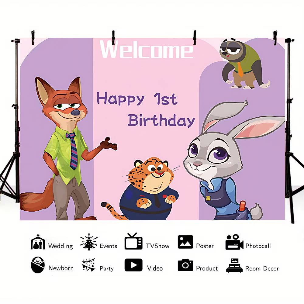 ANIMEZootopiaSCartoon Animal Background Photography Party Bedroom Living Room Decoration Shooting Background Cloth