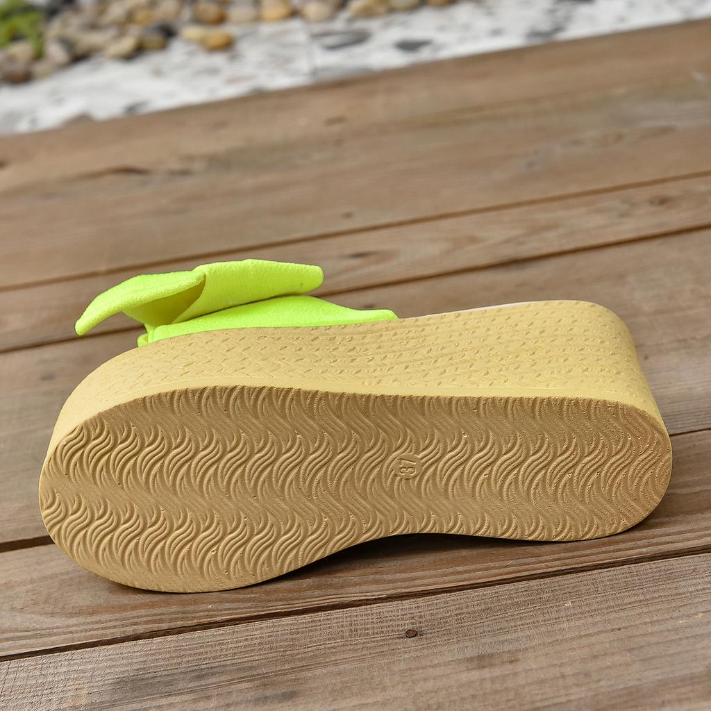 Fashion Aphixta Super High Heels Outside Slippers Women Sweet Butterfly Knot Mulers 4cm Platform Sandals Fluorescent Slides Plus Size 43