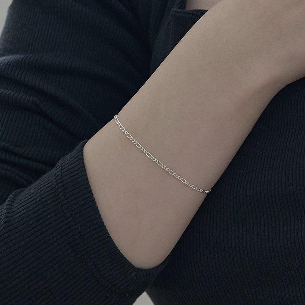 Mimi.J Jewelry 925 Silver Ladder Link Chain Bracelet