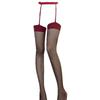 Sexy Suspenders Integrated Suspenders Pure Desire Long Tube Babes Ultra-thin Red Stockings Contrasting Color Flat Heel Versatile Sex Woman