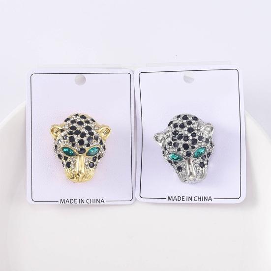 Brož s hlavou leoparda drahokamy vykládané leštěným tvarem mocného pantera Kabát Límec Oblek Taška Klobouk Dekorace Oblečení Šperky Příslušenství