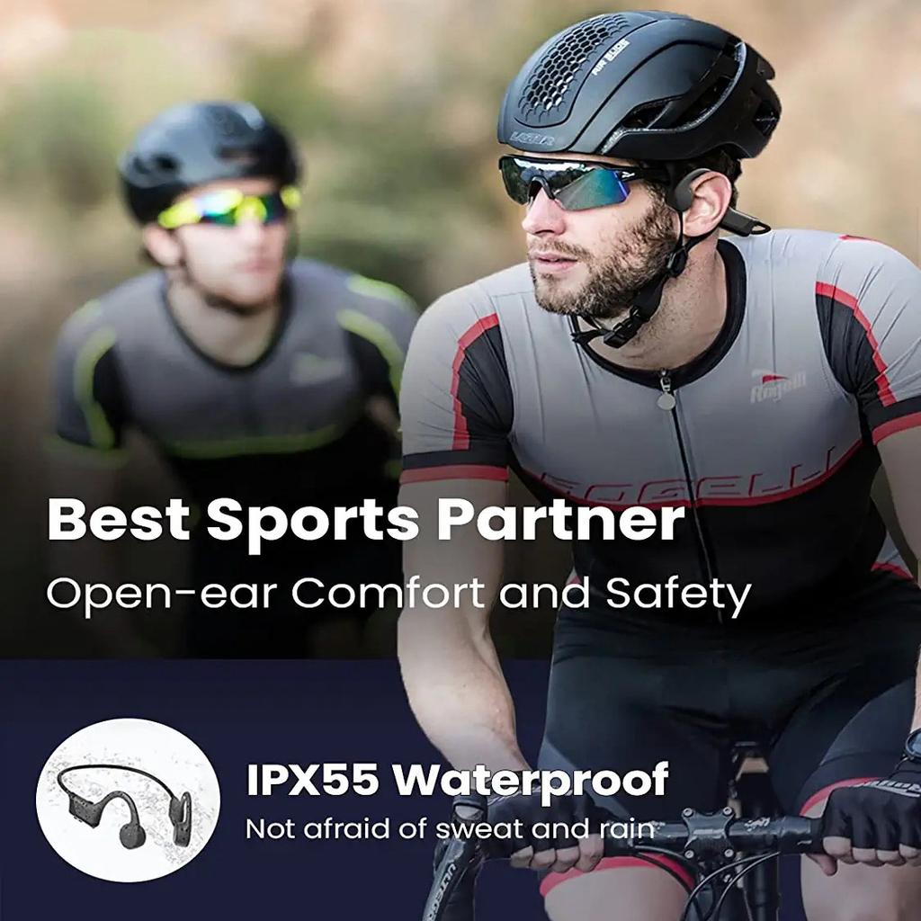 AI 2026 Style Bone Conduction Headphones Open Ear Wireless Sport Headset with Mic 20Hrs Playtime Sweatproof for Running Cycling