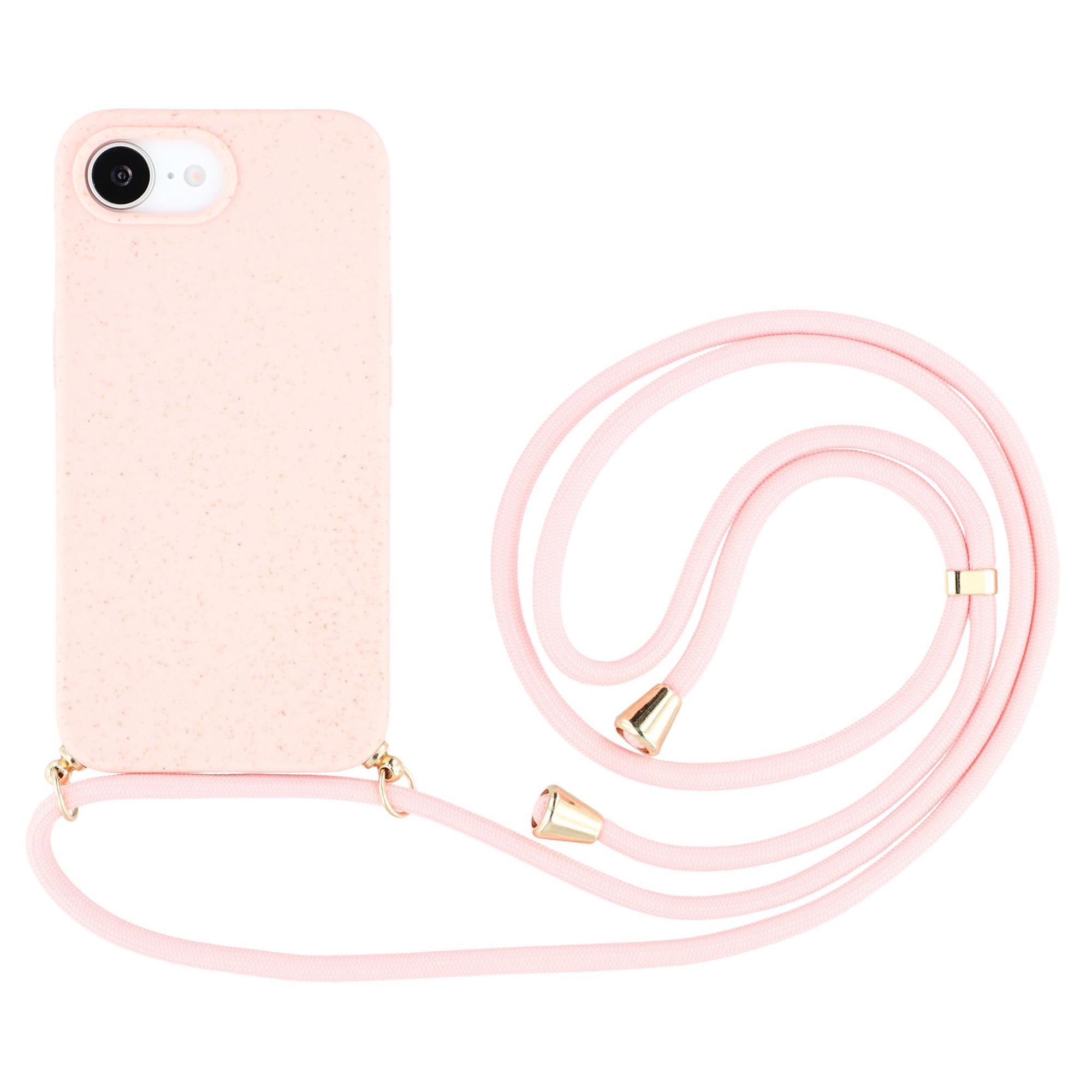 

For iPhone 16e Case Biodegradable Wheat Straw + TPU Phone Cover with Long Lanyard E