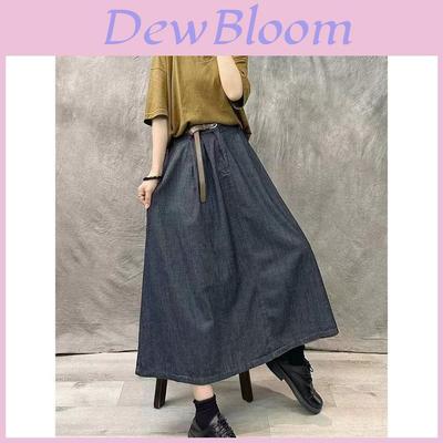 Cotton Blend High Waist Vintage Long Skirt For Women Spring Summer Casual Wear