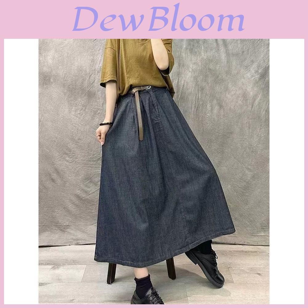 Cotton Blend High Waist Vintage Long Skirt For Women Spring Summer Casual Wear