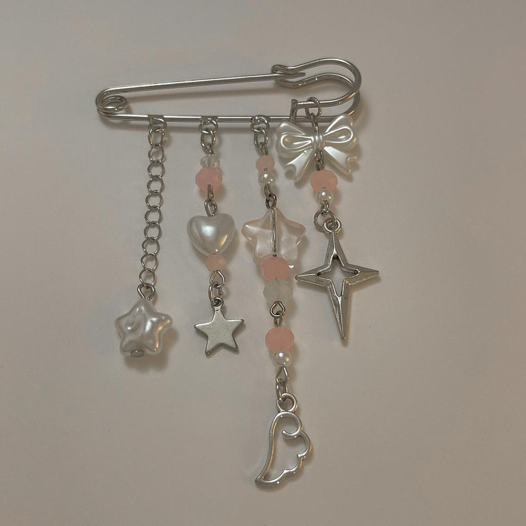 Accessoires, einfache Liebe Perlenstern Fransenbrosche, vielseitig, frisch, süß und cool Schleifenkleidung