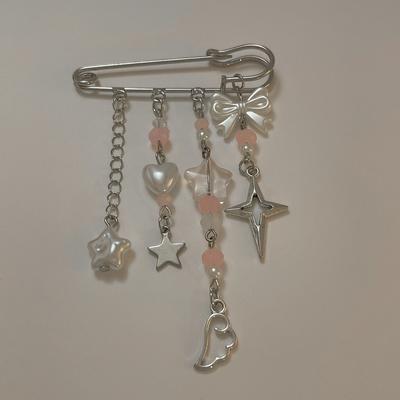Accessoires, broche à franges en forme d'étoile perlée, style simple et élégant, vêtements à nœud polyvalents, frais, doux et tendance