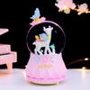 Iridescent Castle Snowfall Crystal Ball Music Box for Kids - Dreamy Fairy Tale Carriage.