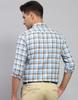 Monte Carlo Mens Blue Checkered Spread Collar Full Sleeve Casual Shirt