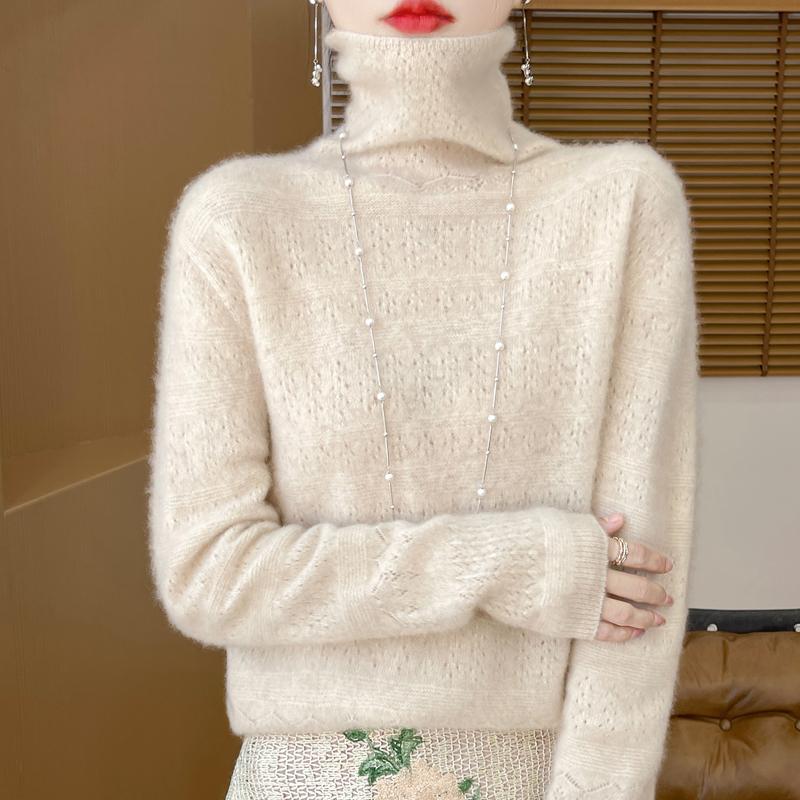 Dame Cashmere Sweater Qinghe Cashmere 30% Cashmere 70% Uld Efterår og Vinter Pullover Varm og Moderigtig