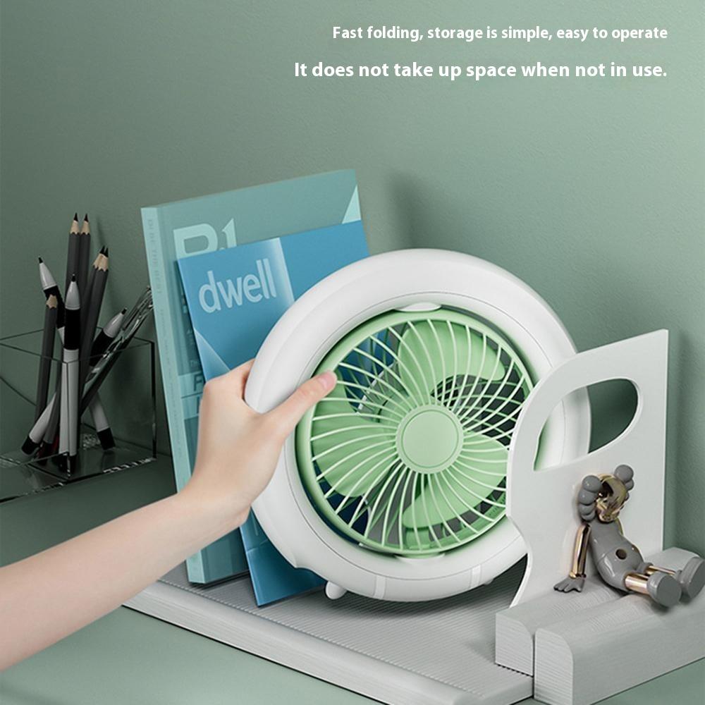 

3 Speeds Adjustable Oscillating Head Desk Fan with Night Light Portable Hanging Fan A