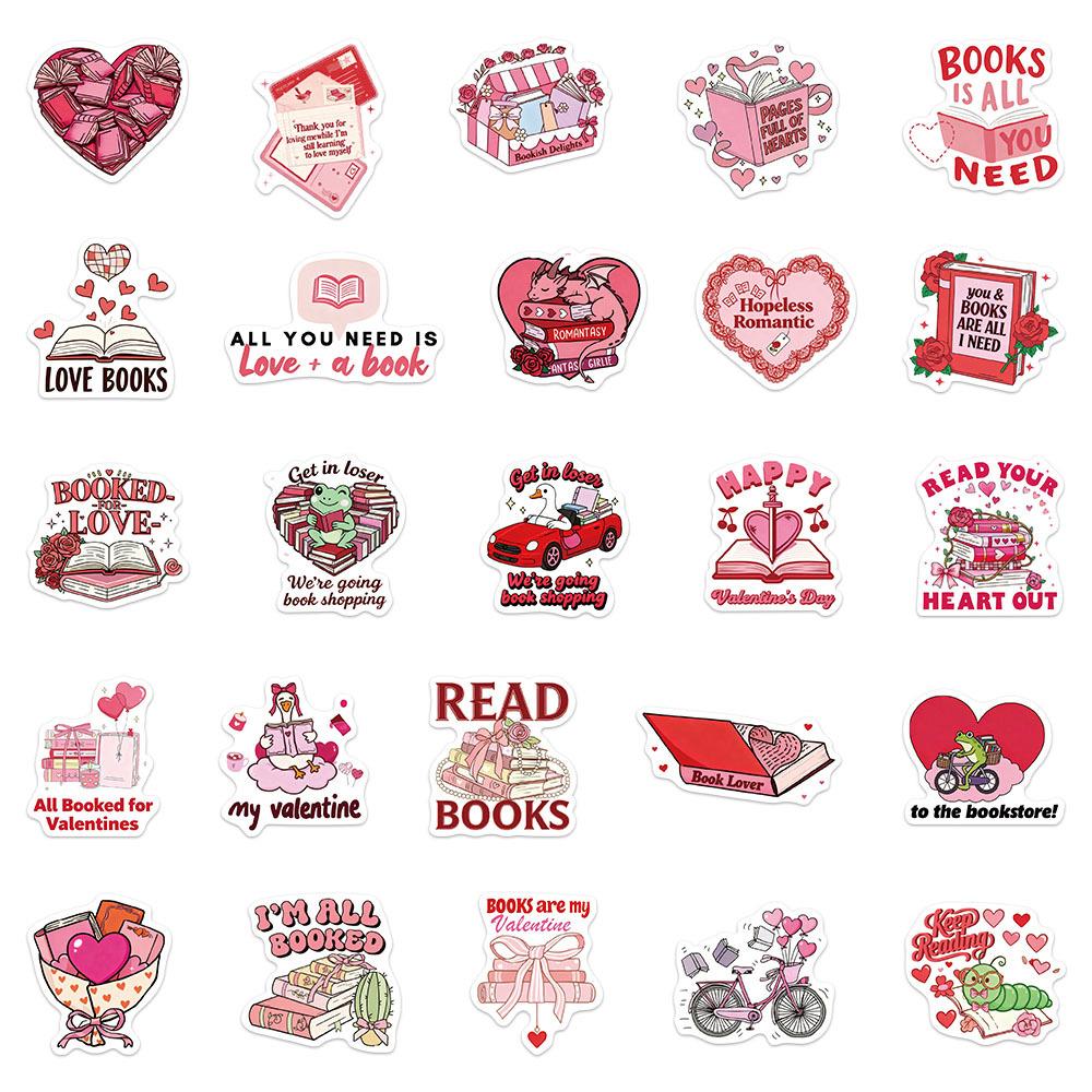 10/30/50pcs Kawaii Cartoon Pink Bookish Stickers Valentine's Day Decoration Decals Suitcase Phone Water Bottle Cute Sticker Gift