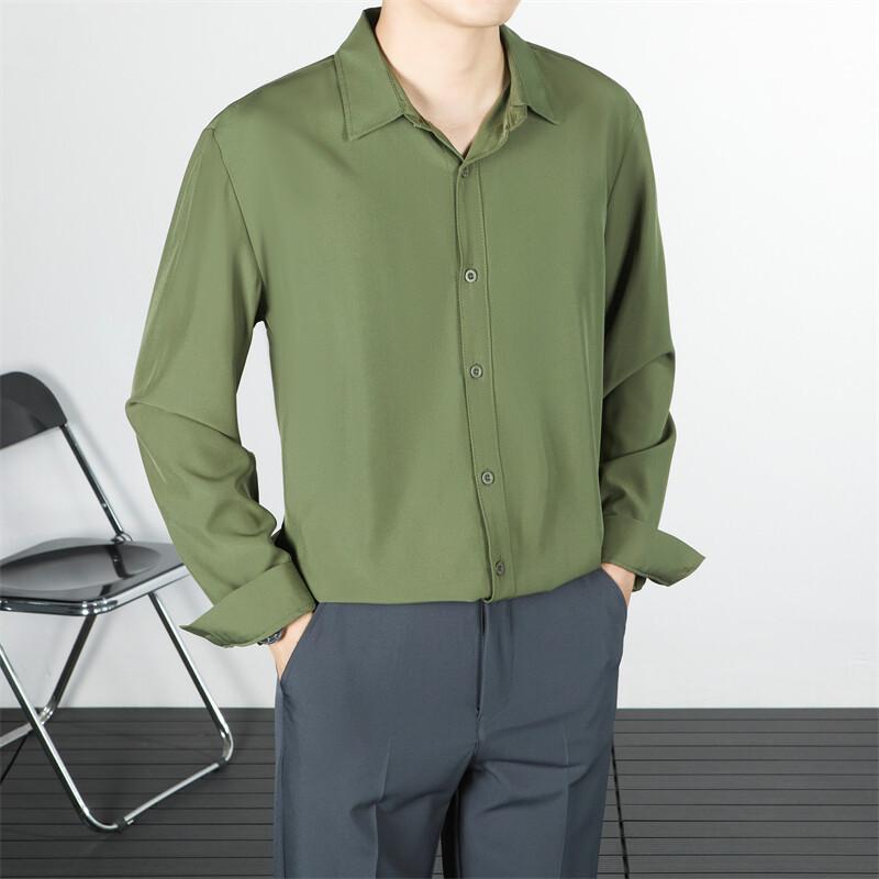 Casual Lapel Long-sleeved Shirt Men's Youth Daily Wear Overalls