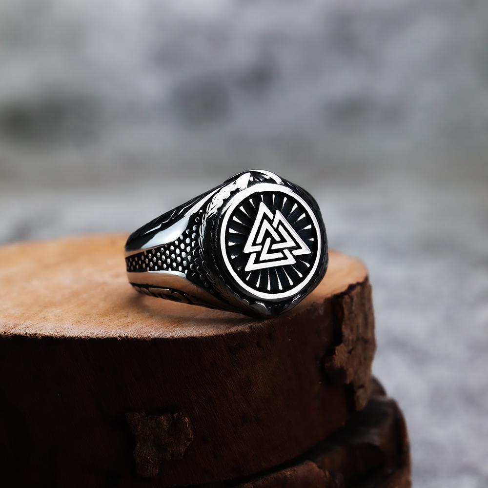 Iskandinav Viking Paslanmaz Çelik Yüzük Çapa Pusula Hayat Ağacı Rune Muska Kurt Erkek Kadın Parmak Takı Biker Parti Kulübü Hediye
