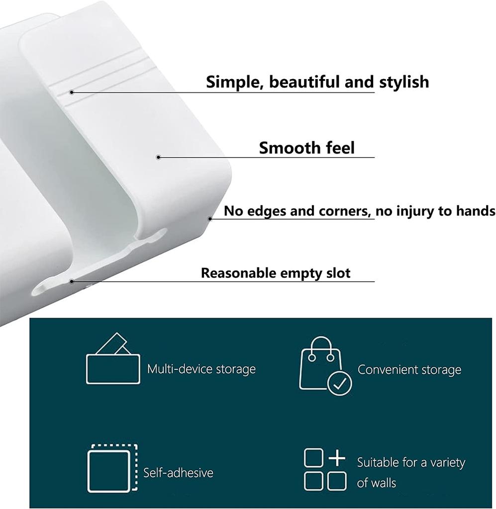 10pcs Wall Mount Phone Holder White Punch Free Wall Mobile Phones Charging Stand Lazy Sticky Remote Control Storage Box
