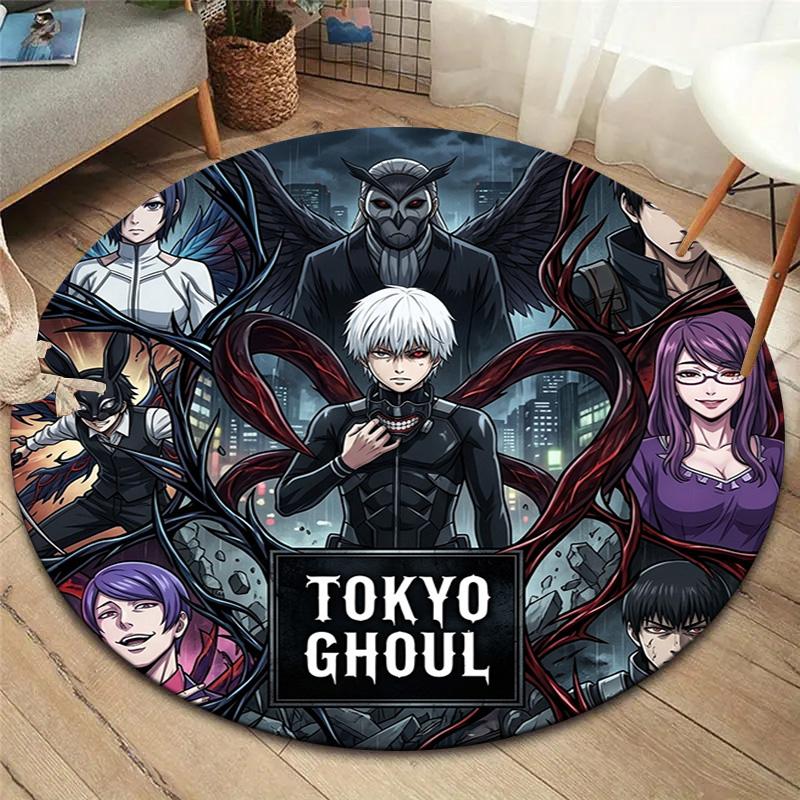 Tokyo Ghoul Round Area Rug Carpet Rug For Living Room Bedroom Sofa Playroom Decor Nonslip Floor Mat