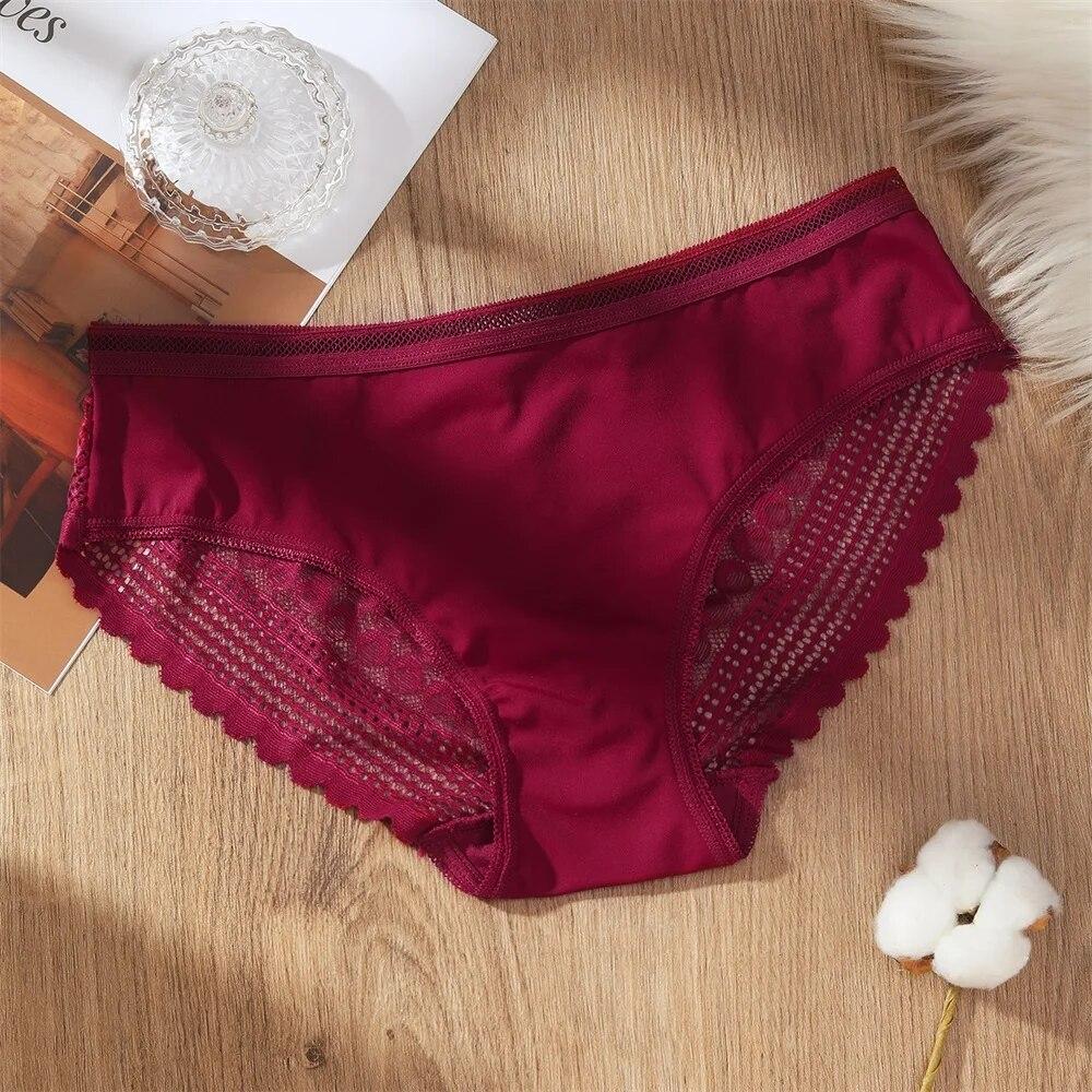 Women's Sexy Lace Panties Underwear Solid Low Waist Lingerie Underwear Female Lace Hollow Transparent Briefs Underspans