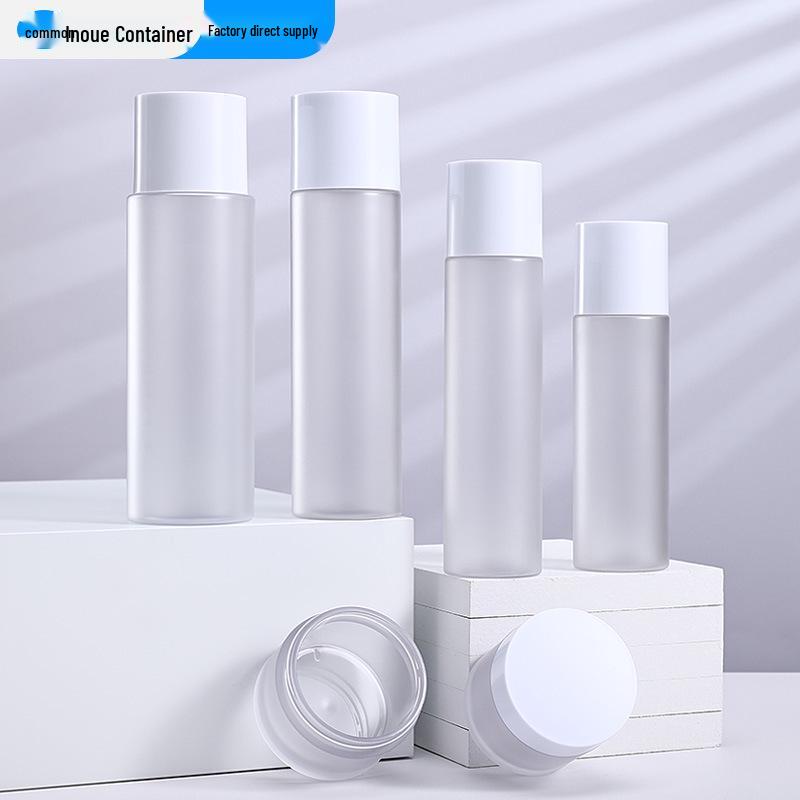 100/150ml Clear White Skincare Bottle Set: Toner Spray, Lotion, Serum, Cream Jar