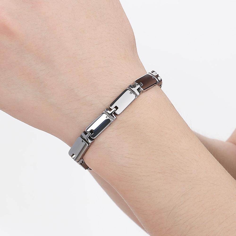 Schwere Wolframstahl-Armbänder für Männer und Frauen, goldfarben, hochglanzpoliert, 7 mm breite Gliederkette, Handarmband, Herrenschmuck, Damen