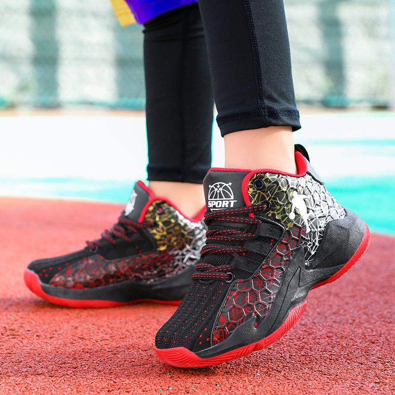 

2025 rotating basketball shoes boys children spring middle and older children running shoes boys shoes button new sports shoes tide 40