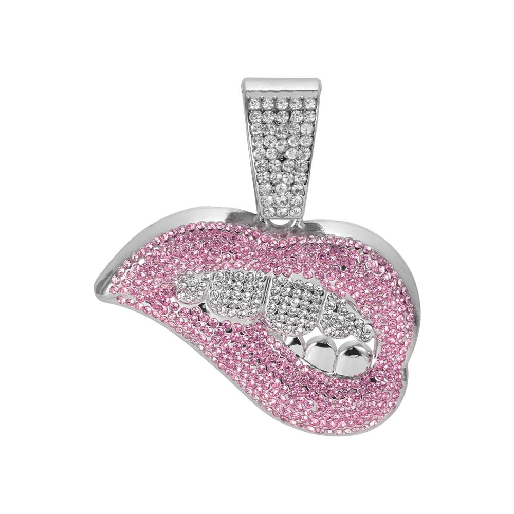 

Новое мужское женское хип-хоп ожерелье с кулоном в форме укуса губы, с 13-миллиметровой кубинской цепью с кристаллами, ослепительное, хип-хоп ожерелье-подвеска, ювелирное украшение