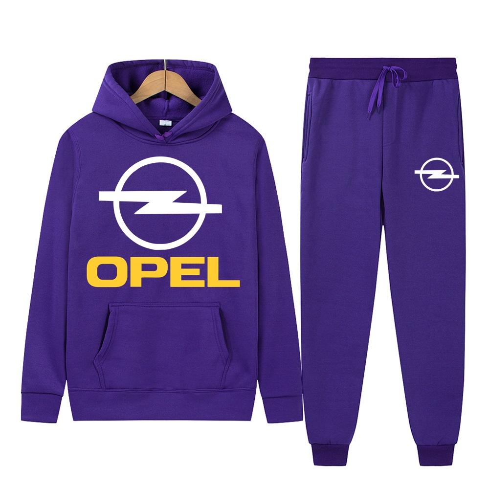 Men's Women 2Pcs Sets Fleece Sweatshirt Hoodies Pants OPEL Car Male Sportswear Tracksuits Unisex Ensemble Homme