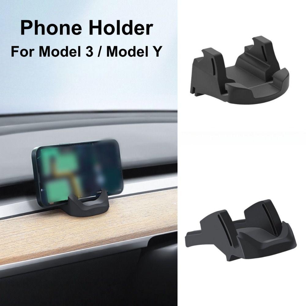 Silicone Car Phone Holder Black Hands-Free GPS Organizer Secure Grip No Trace Installation Dashboard Rack for Model 3/Y Car Use