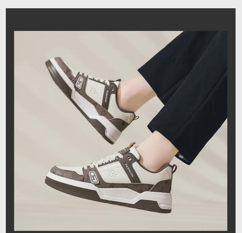 Men's Trendy White Thick-Soled Sneakers - Casual Sports Fashion Shoes