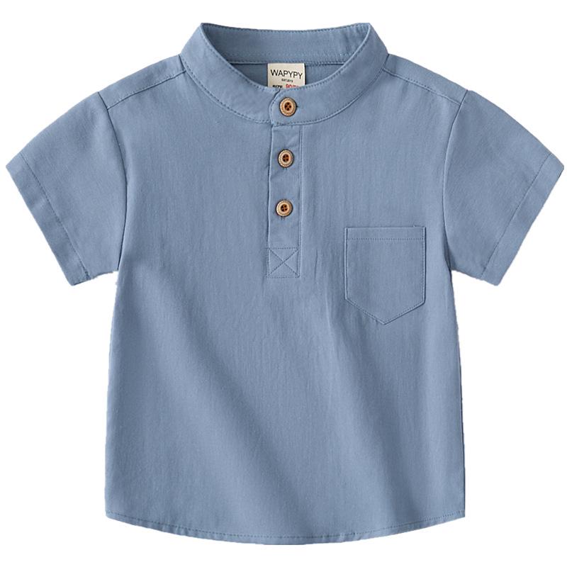 2024 New Boys' V-Neck Short-Sleeve Shirt - Korean Style Summer Casual Top