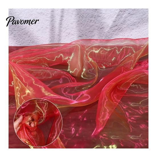 Transparentes Material für Bühnendekoration 1 Yard Zweifarbiges durchsichtiges Organza-Gewebe, 60 Zoll breit schillerndes seidig weiches Gewebe Babyparty-Dekorationen