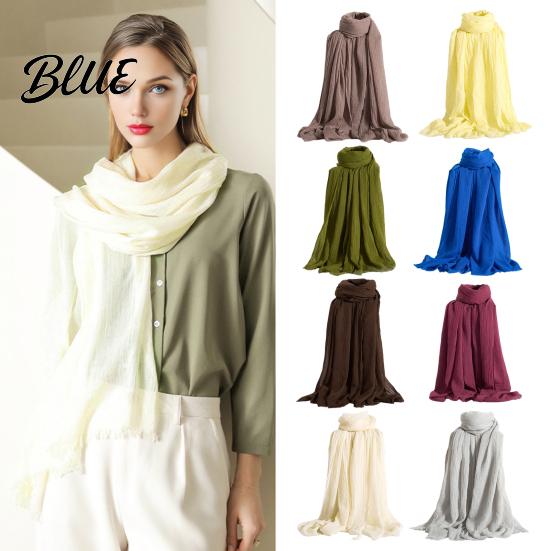 Women Scarf Shawl Winter Outdoor Bright Thin Soft Fabric Solid Color Breathable Versatile Accessory Elegant