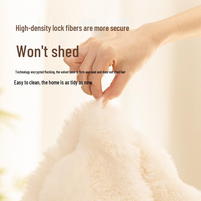 High-End Cream Faux Rabbit Fur Carpet for Living Room, Bedroom, and Bedside