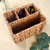 Water Hyacinth Handwoven Cutlery Organizer Rectangular Dinnerware Storage Basket  Bedroom