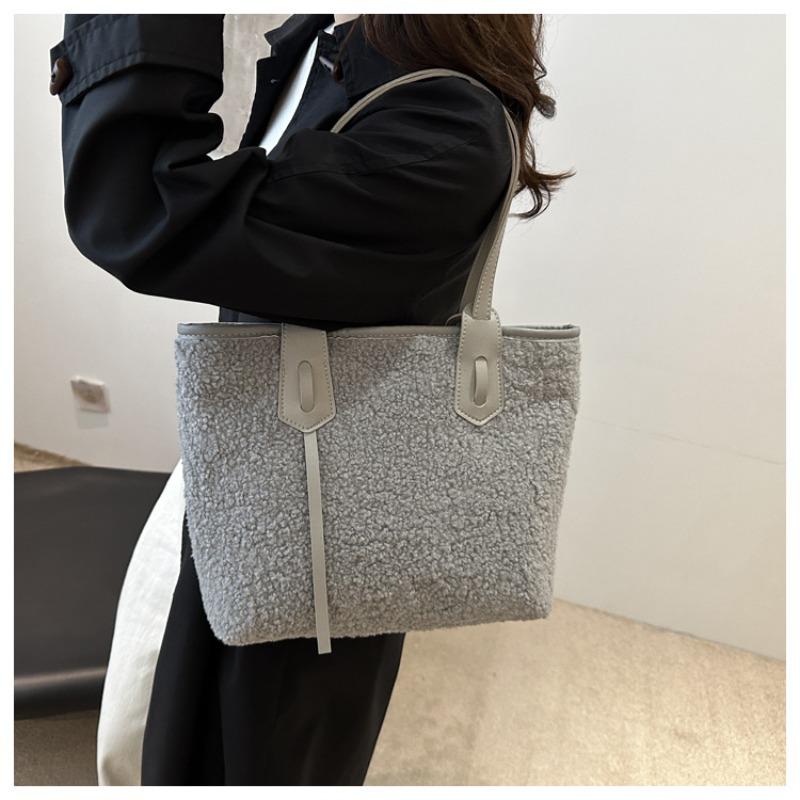 Simple tote bag plush autumn and winter handbag women's bag shoulder bag large capacity women's atmospheric bag