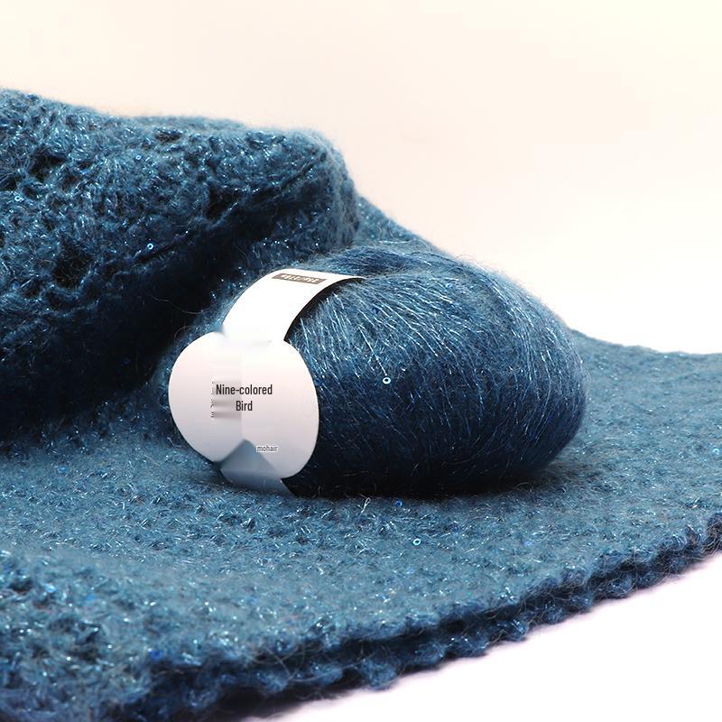 Handmade Bird Gold Sequin Mohair Silk Bead Yarn for Crochet and Weaving