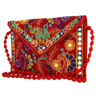 Clutchväskor för kvinnor Handgjord broderi Spegelarbete Stilfulla axelväskor för kvinnor Crossbody-väskor för damer och flickor - 22X16 cm