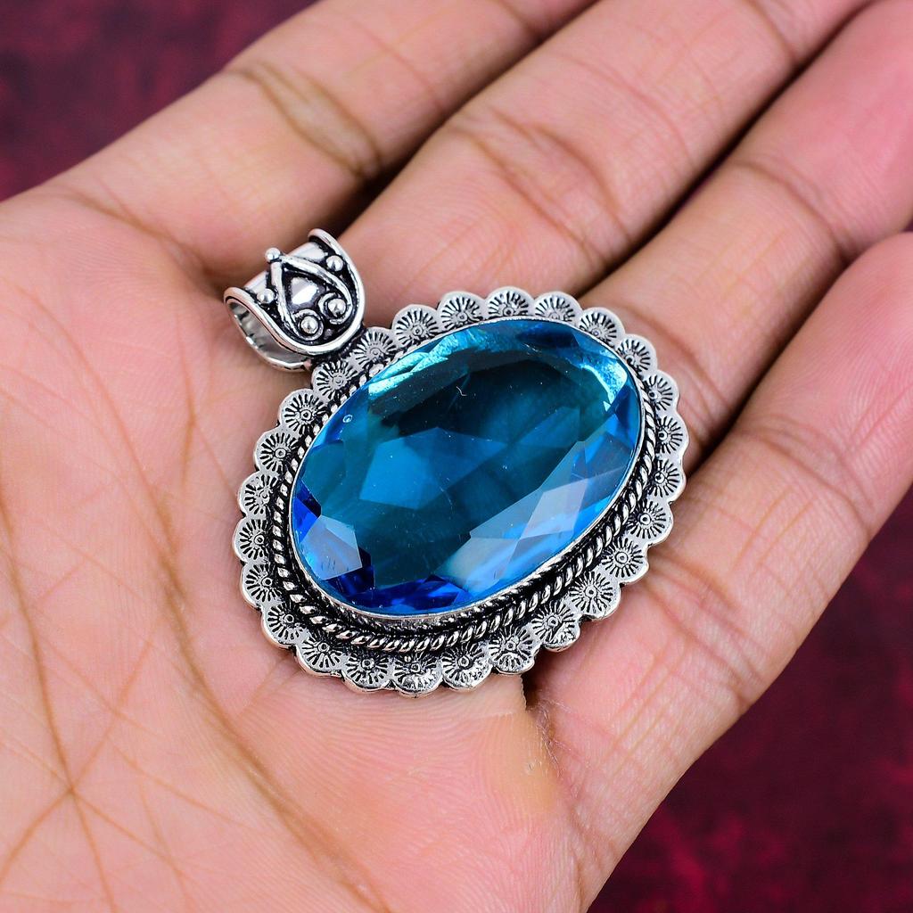 Tanzanite Handmade Gemstone Pendant, 925 Solid Sterling Silver Pendant Antique Jewelry, For Engagement Gift