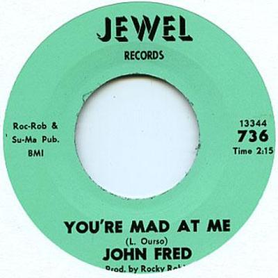 Disque 7 pouces JOHN FRED - You're Mad At Me / Lenne JEWEL736 Jewel 1964 UK Rock