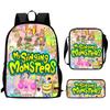 Zaino Anime Periferico My Singing Monster Borse Scolastiche da Uomo e da Donna